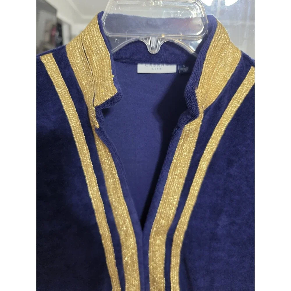 Cabana Life Navy Blue Velvet Caftan Tunic - Size Small - Excellent Pre-Owned...